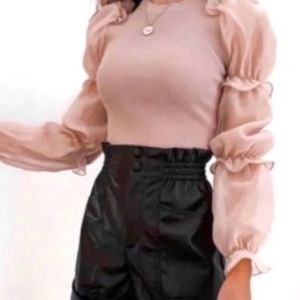 Zara Long Sleeved Pink Top Cotton